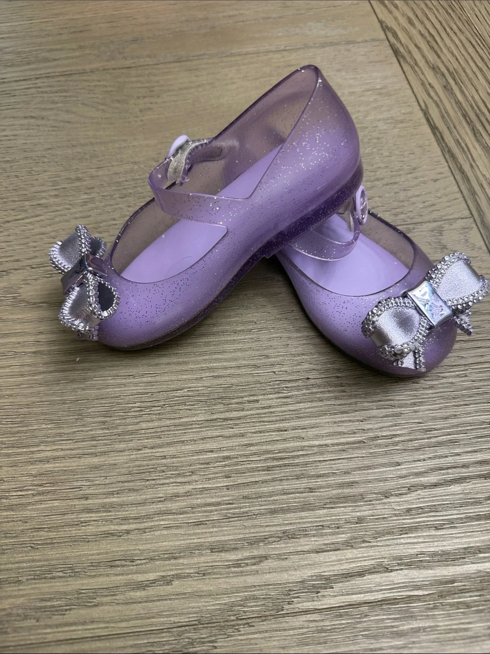 Mini Melissa Lilac Glitter Bow Mary Jane Shoes